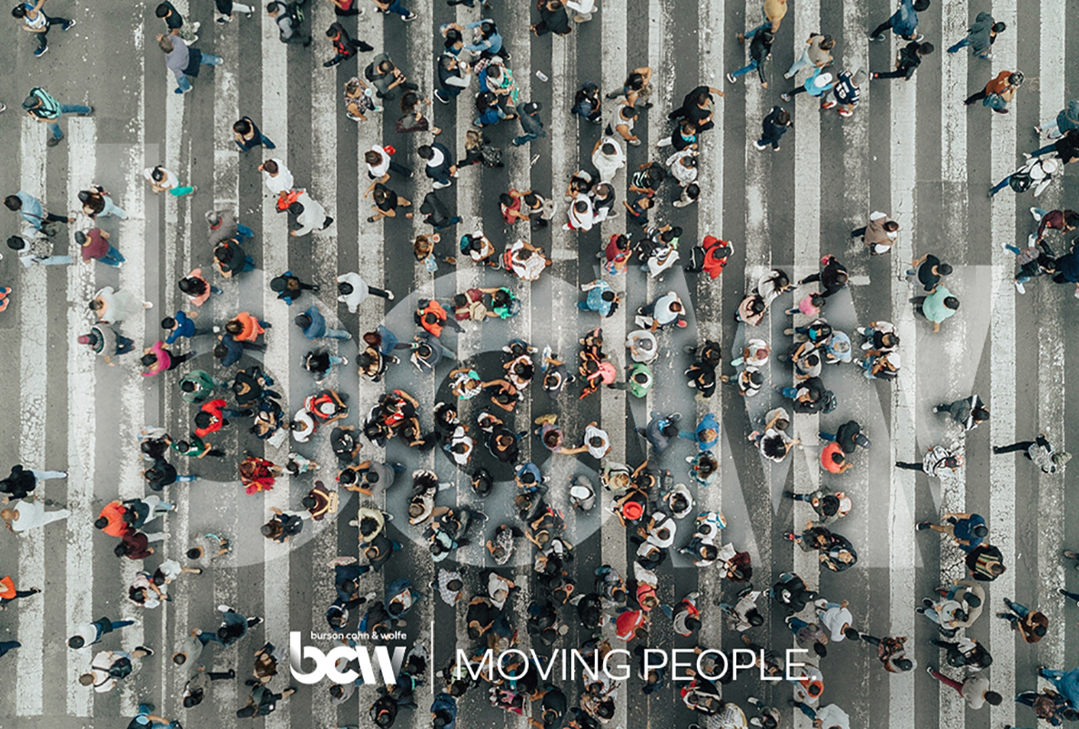 aerial view of a crowd in a crosswalk