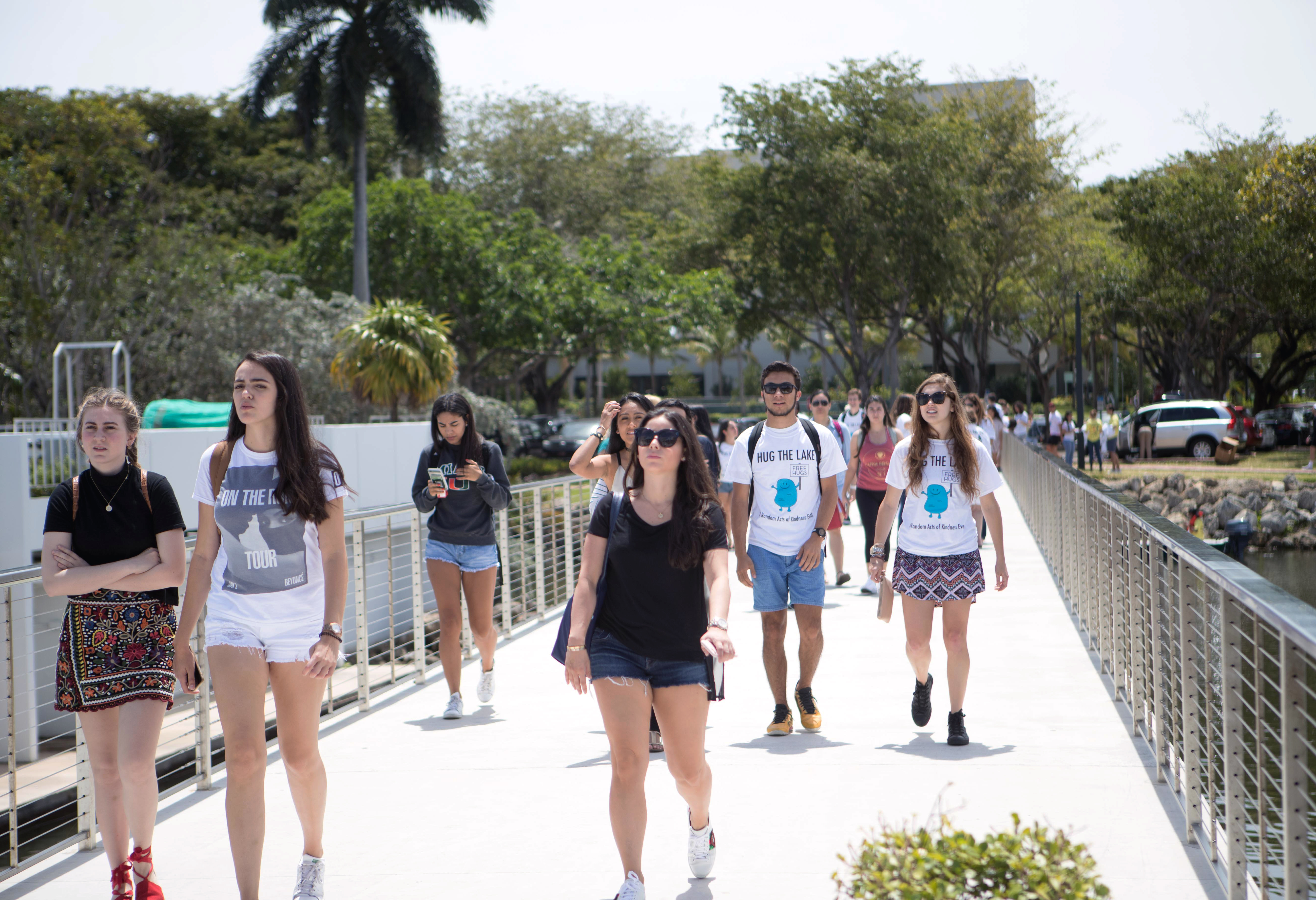 Students walking throughout campus.
