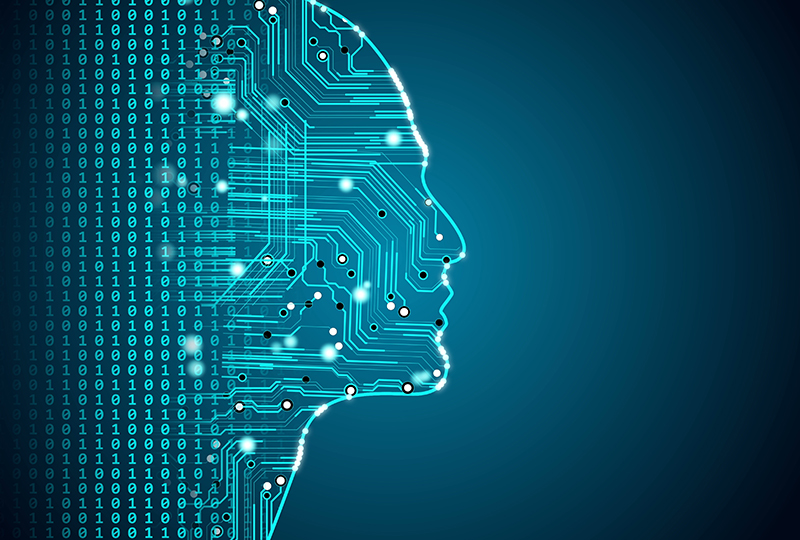 code and circuitry that look like a human profile